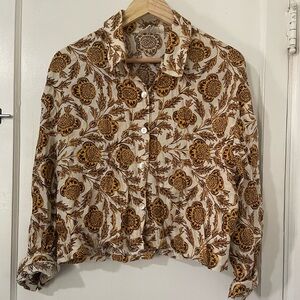 4/$20! Linen Blend Floral Button-Up Shirt